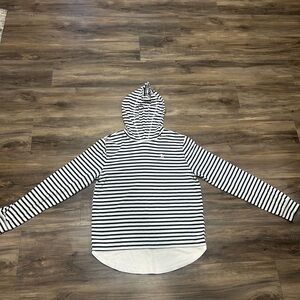 💗 Abercrombie & Fitch Black and White Striped Hoodie Sweatshirt